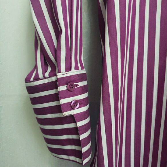 Chico's Women Striped Long Sleeve Button-Up Shirt Multicolor Size 0 US S - Picture 5 of 9